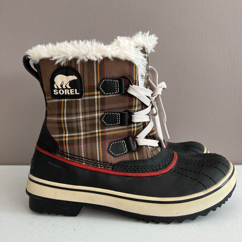 SOREL Tivoli Plaid Waterproof Duck Boots Women’s Size 8 Winter Snow